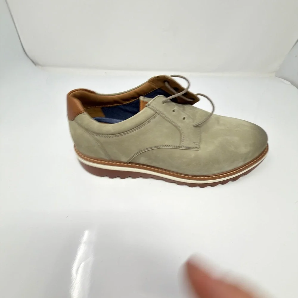 Johnston & Murphy Mens 10W Grey Nubuck Leather Plain Toe Casual Oxford Shoes